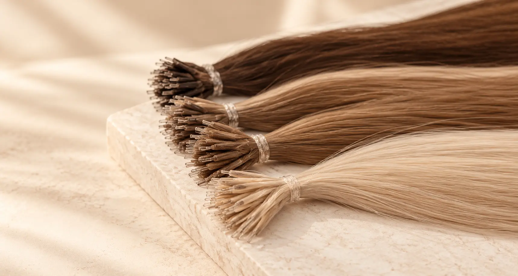 Close-up of nano ring hair extensions